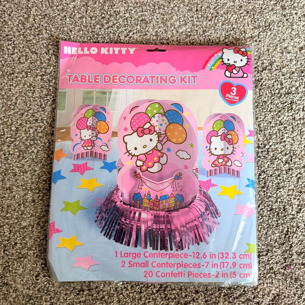 Hello Kitty Table Decorating Set 3 Pieces New Party Kids Girls
